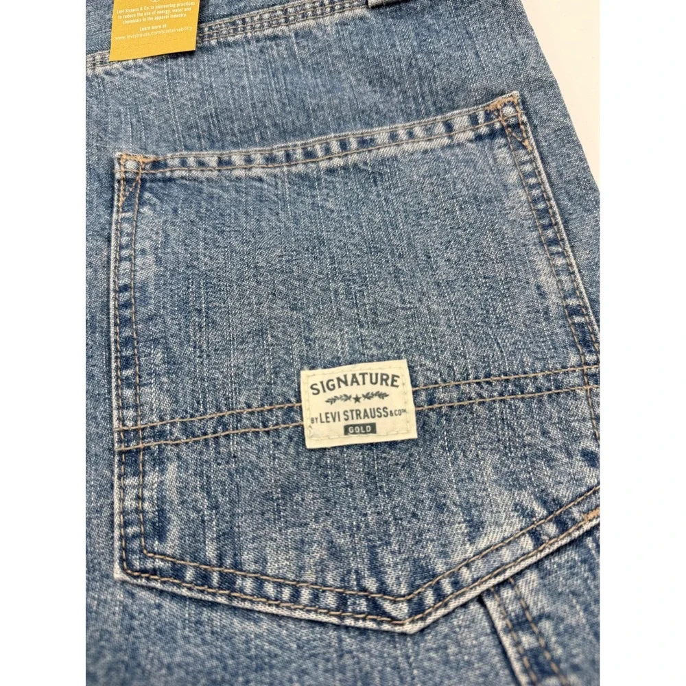Signature by Levi Strauss Gold Men Carpenter Jeans 34x32 Blue Straight Leg NWT